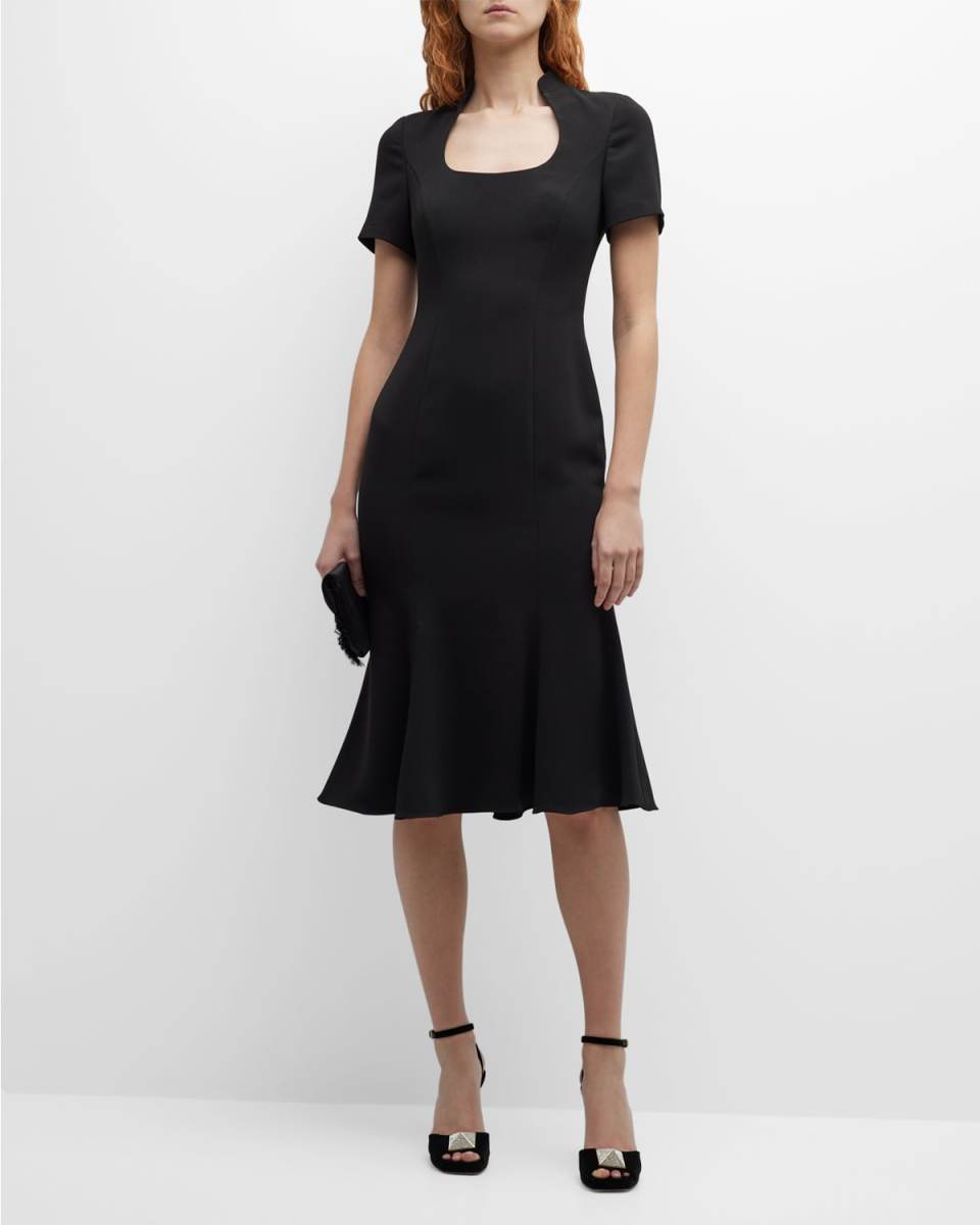 Scoop-Neck Fishtail Midi Dress